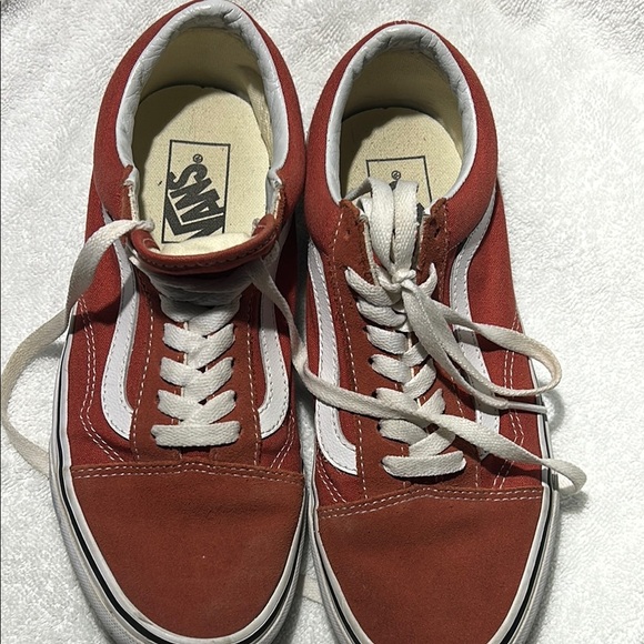 Vans Suede Orange and White Sneakers - Picture 5 of 5